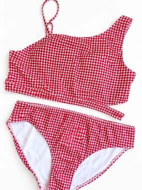abercrombie kids Red Gingham One-Shoulder Bikini Set
